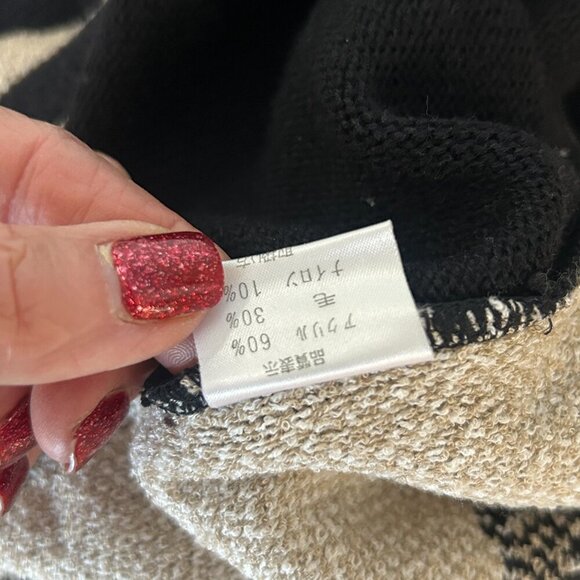 Vintage Funky Sweater Woman with Hat Sunglasses Black Taupe - Picture 2 of 9